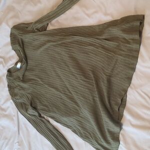 AWAKE Brand Olive Green Ribbed Long Sleeve Top